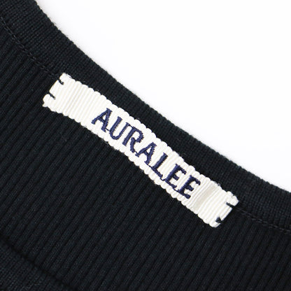 ハイゲージ リブ ノースリーブ ニット / クルーネック コットン プルオーバー