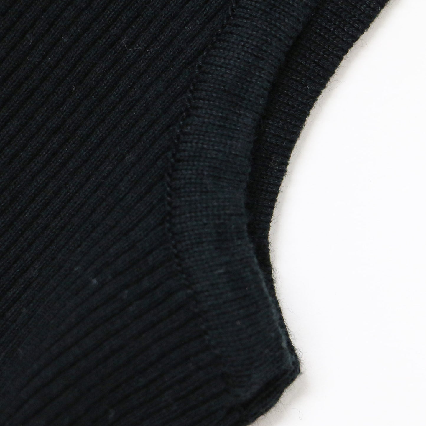 ハイゲージ リブ ノースリーブ ニット / クルーネック コットン プルオーバー