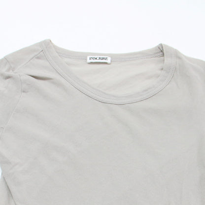 コットン スリット レイヤード Tシャツ / 半袖 クルーネック シアー アシンメトリー