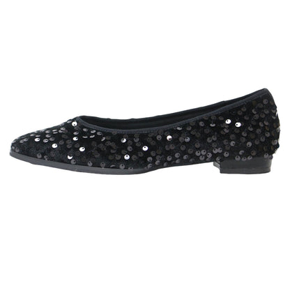 24秋冬 スパンコール パンプス / フラット Vカット スクエアトゥ