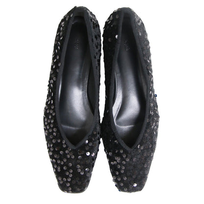 24秋冬 スパンコール パンプス / フラット Vカット スクエアトゥ