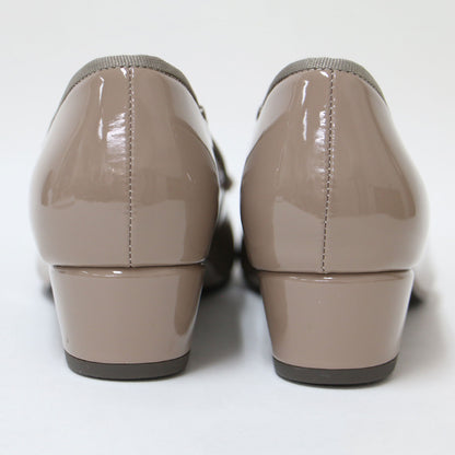 リボン付き エナメル パンプス / ラウンドトゥ ローヒール 合成皮革 MIGNON PUMPS