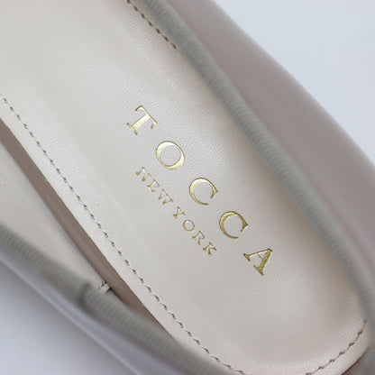 リボン付き エナメル パンプス / ラウンドトゥ ローヒール 合成皮革 MIGNON PUMPS