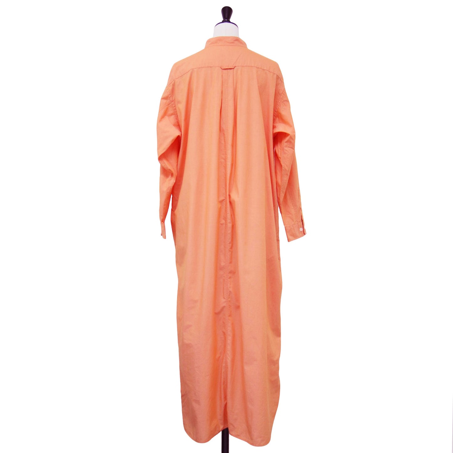 スタンドカラー ロングスリーブ ワンピース / コットン 長袖 ロング シャツワンピース