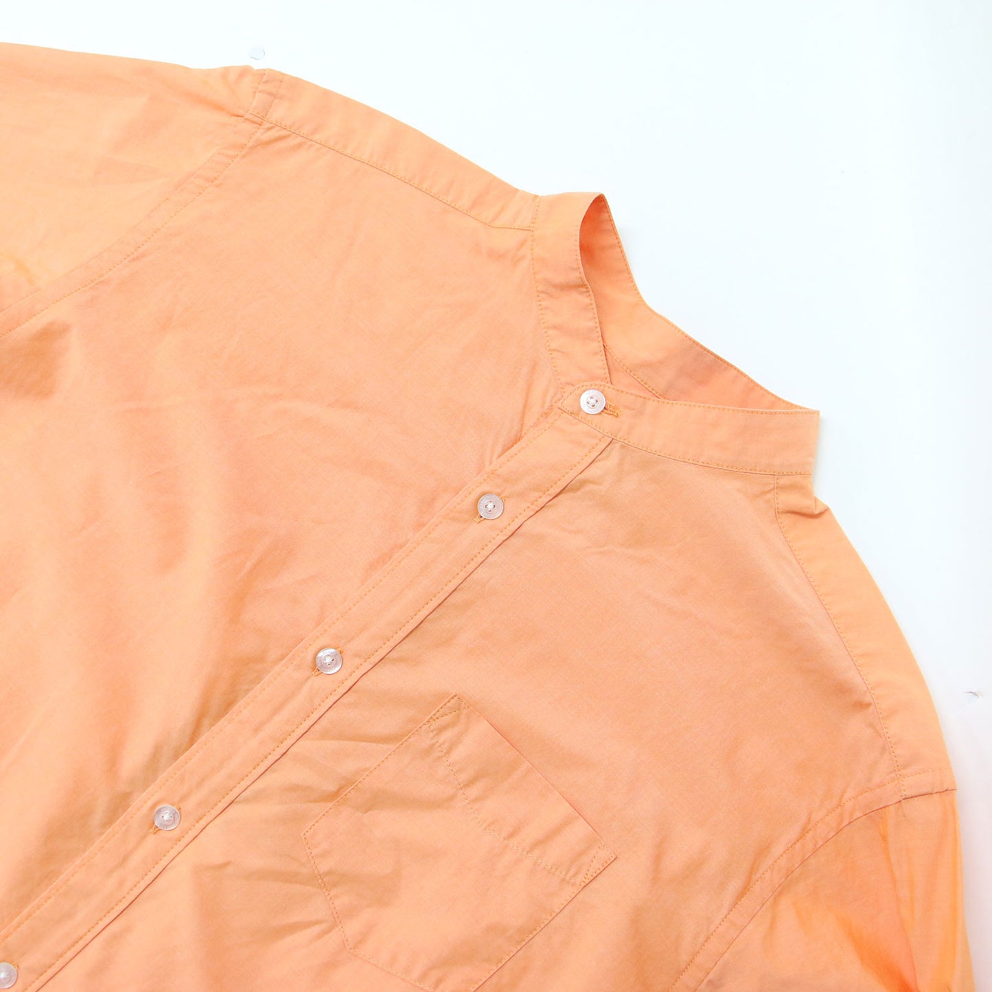 スタンドカラー ロングスリーブ ワンピース / コットン 長袖 ロング シャツワンピース