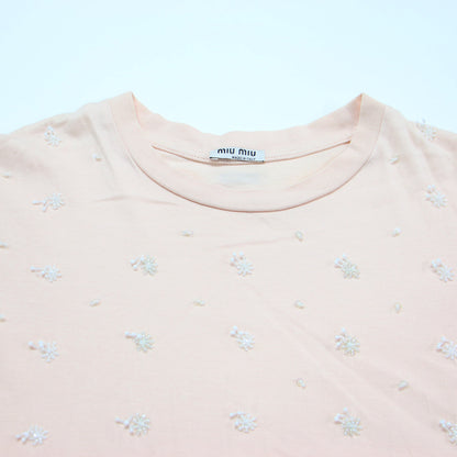 スパンコール ビーズ ショートスリーブ Tシャツ / カットソー 半袖 クルーネック コットン