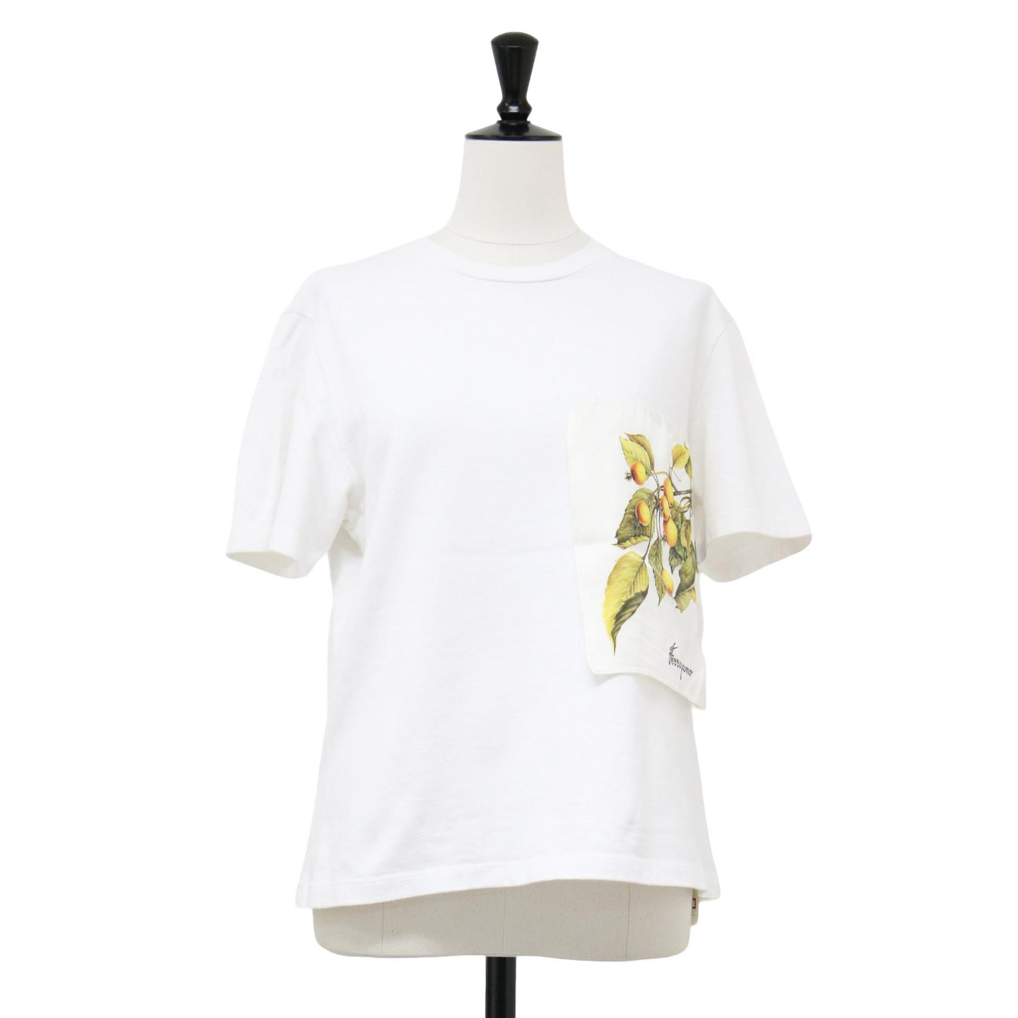 ボタニカル柄 シルクスカーフ付き 半袖 Tシャツ / プルオーバー カットソー クルーネック コットン