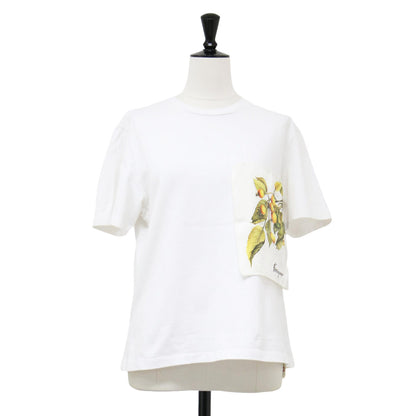 ボタニカル柄 シルクスカーフ付き 半袖 Tシャツ / プルオーバー カットソー クルーネック コットン