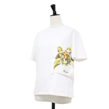 ボタニカル柄 シルクスカーフ付き 半袖 Tシャツ / プルオーバー カットソー クルーネック コットン