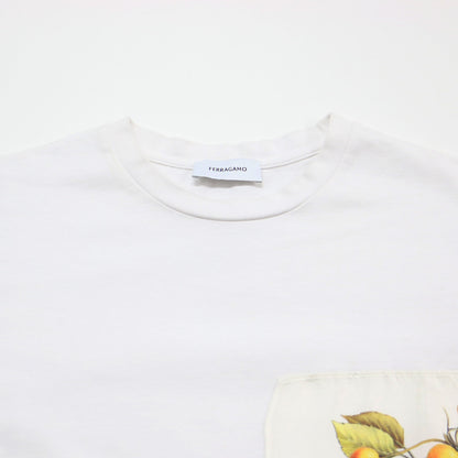 ボタニカル柄 シルクスカーフ付き 半袖 Tシャツ / プルオーバー カットソー クルーネック コットン