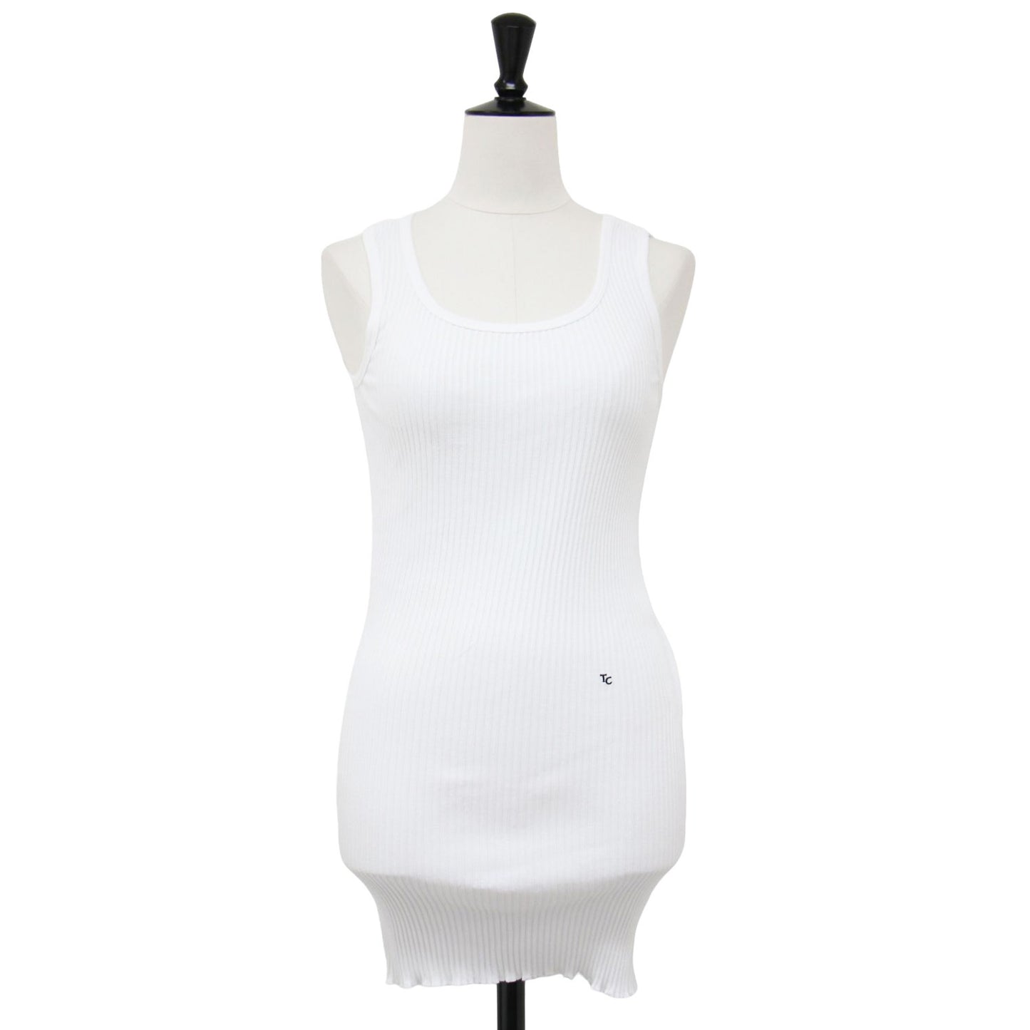 24春夏 リブ タンクトップ / SKIN TOP ノースリーブ ワイドネック コットン