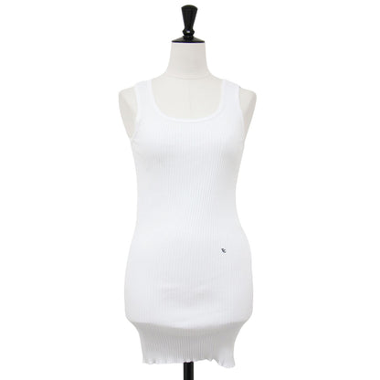 24春夏 リブ タンクトップ / SKIN TOP ノースリーブ ワイドネック コットン