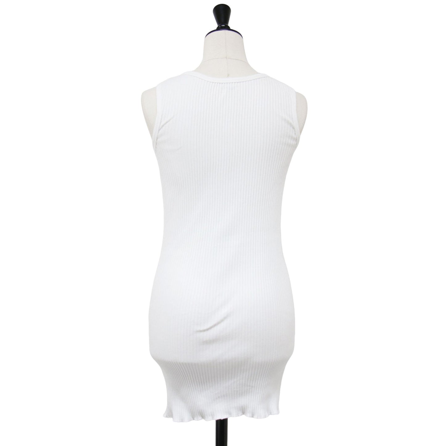 24春夏 リブ タンクトップ / SKIN TOP ノースリーブ ワイドネック コットン