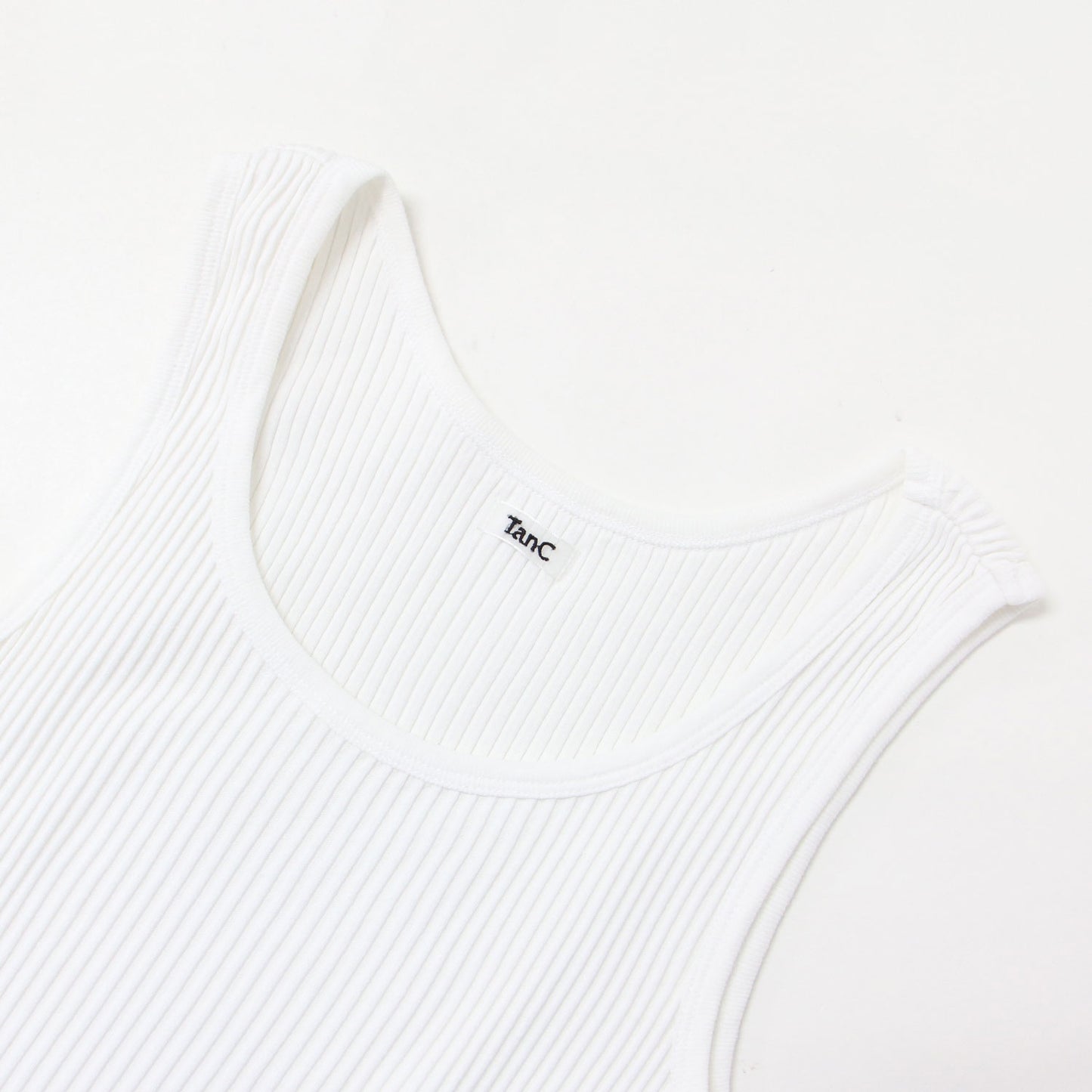 24春夏 リブ タンクトップ / SKIN TOP ノースリーブ ワイドネック コットン