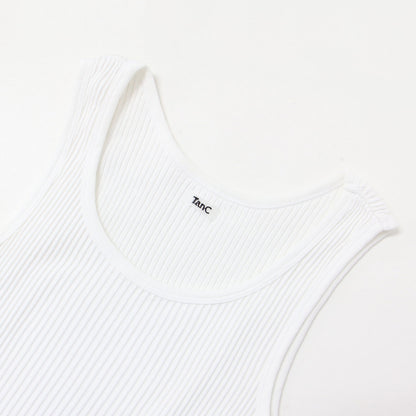 24春夏 リブ タンクトップ / SKIN TOP ノースリーブ ワイドネック コットン