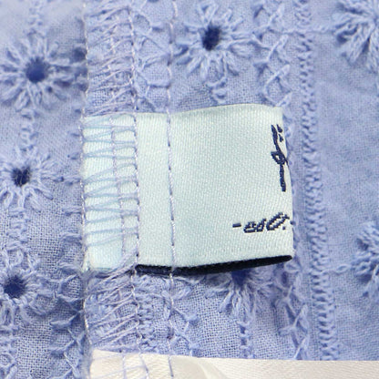 エンブロイダリー レース スタンドカラー 5分袖 ブラウス / コットン 刺繍
