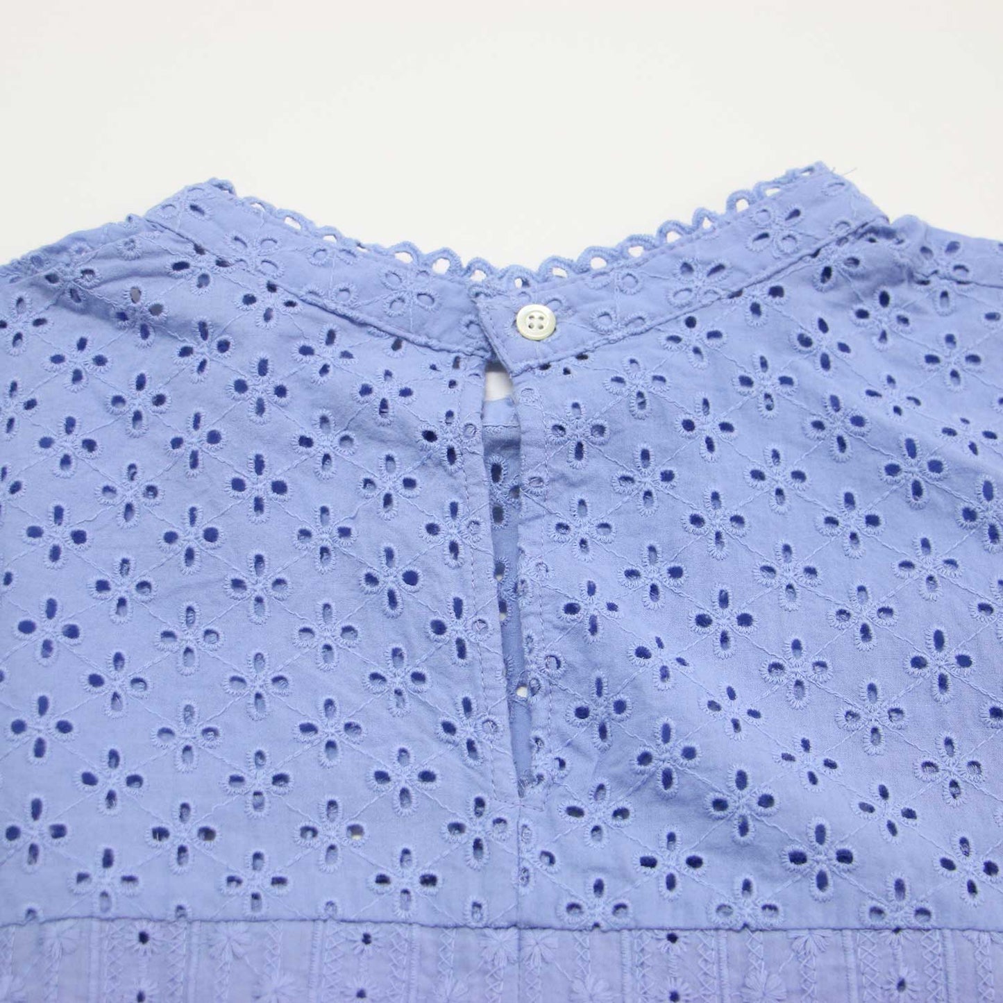 エンブロイダリー レース スタンドカラー 5分袖 ブラウス / コットン 刺繍