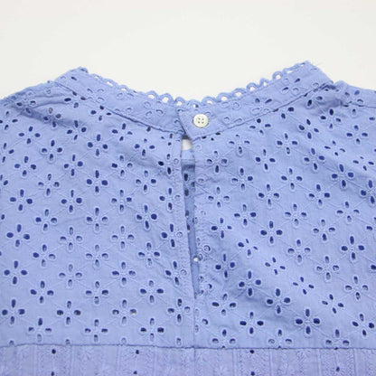 エンブロイダリー レース スタンドカラー 5分袖 ブラウス / コットン 刺繍