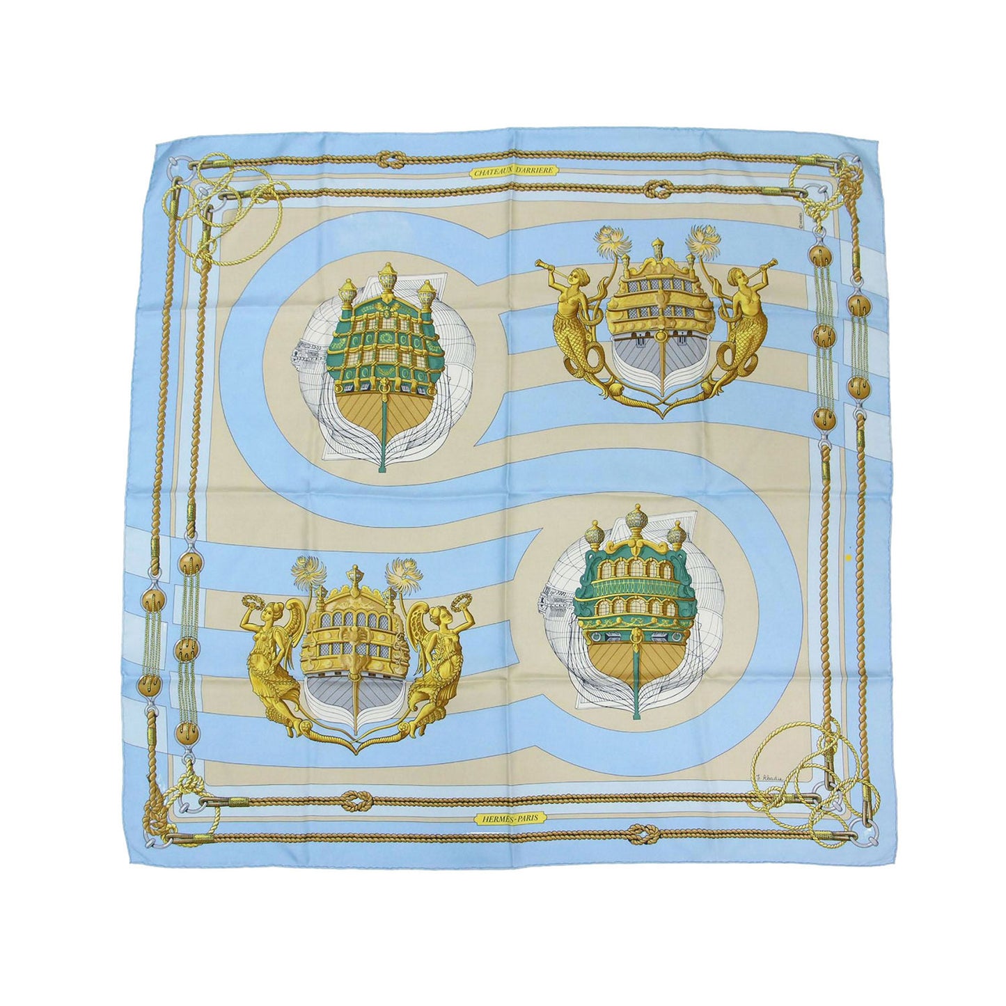 カレ90 シルク スカーフ / CHATEAUX D'ARRIERE 艫飾り 大判 正方形
