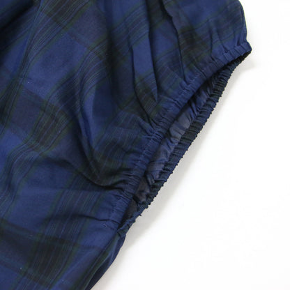 オーガンジー チェック ブラウス / フレンチスリーブ シアー シースルー ギャザー