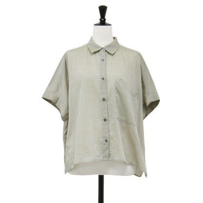 24春夏 シャツカラー ワイド シフォン シャツ / 半袖 スリット シアー コットン