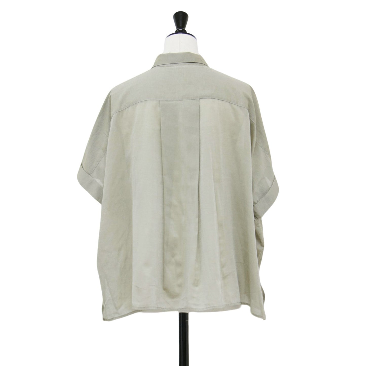 24春夏 シャツカラー ワイド シフォン シャツ / 半袖 スリット シアー コットン