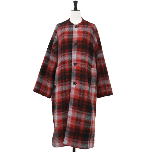 BEAMS BOY ビームスボーイ スライバー タータンチェック ウールコート 