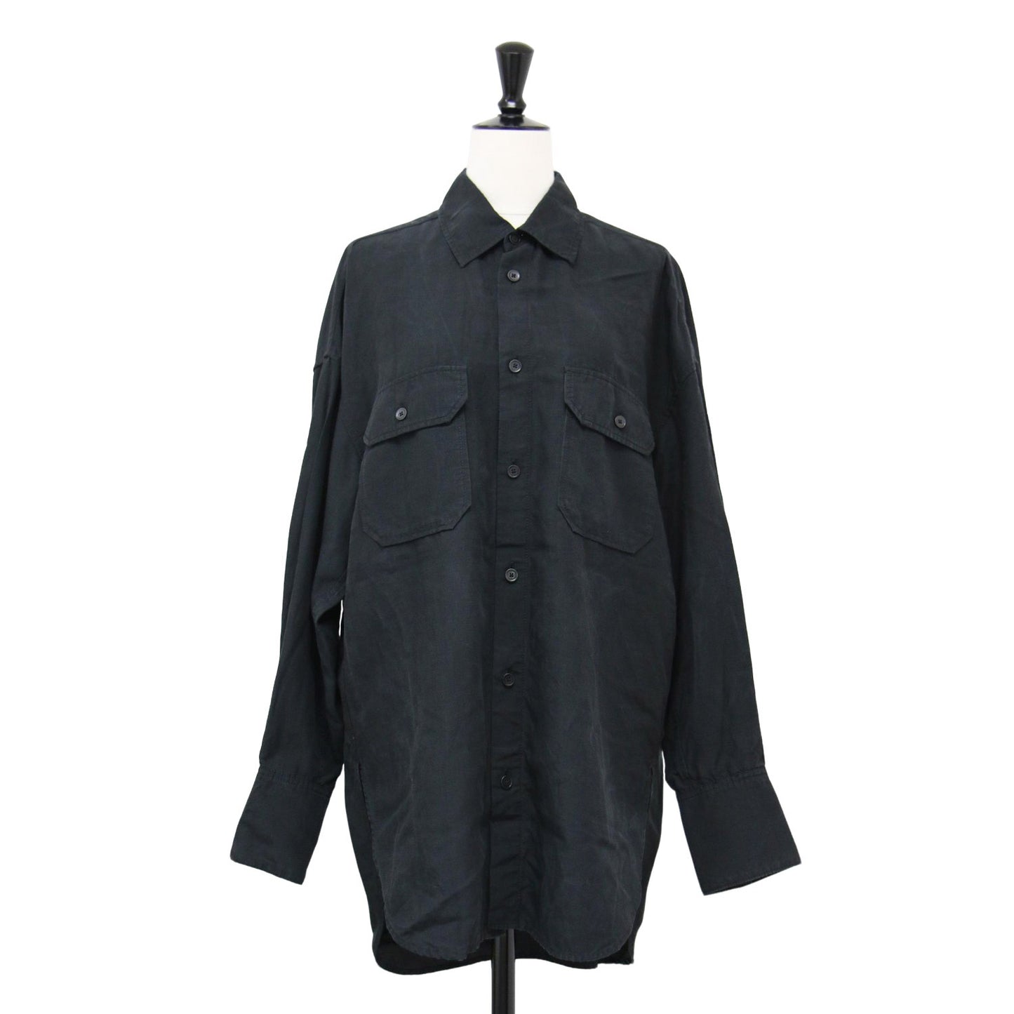 21春夏 セルロース リネン コットン オーバーサイズド シャツ / 長袖 フラップポケット
