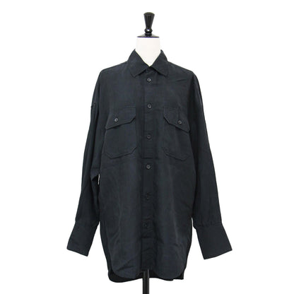 21春夏 セルロース リネン コットン オーバーサイズド シャツ / 長袖 フラップポケット