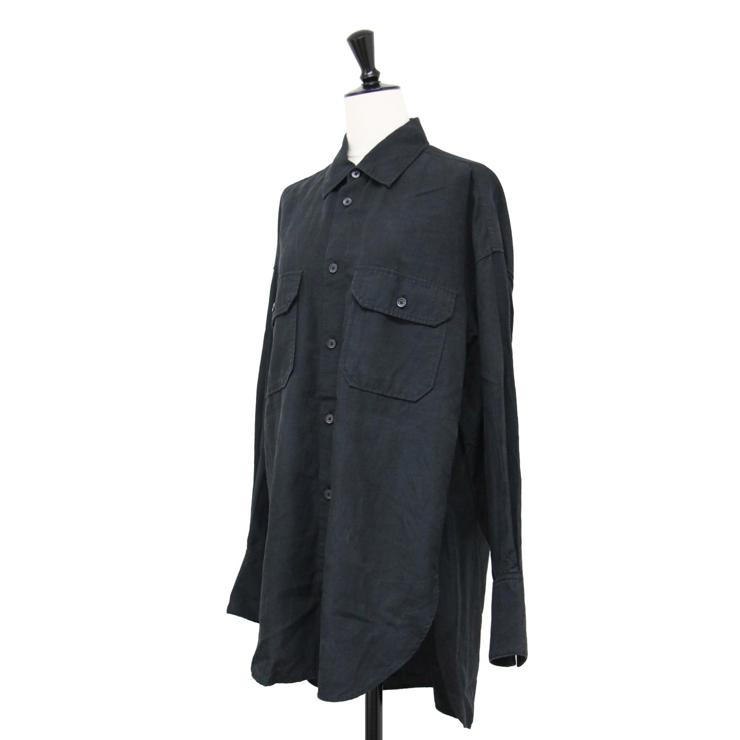 21春夏 セルロース リネン コットン オーバーサイズド シャツ / 長袖 フラップポケット
