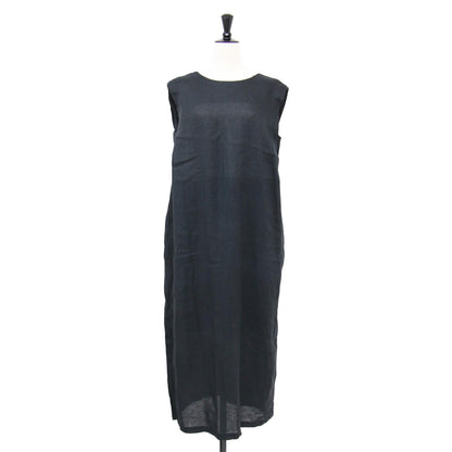 24春夏 リネン Iライン ワンピース / ノースリーブ クルーネック ロング丈 ストレートシルエット