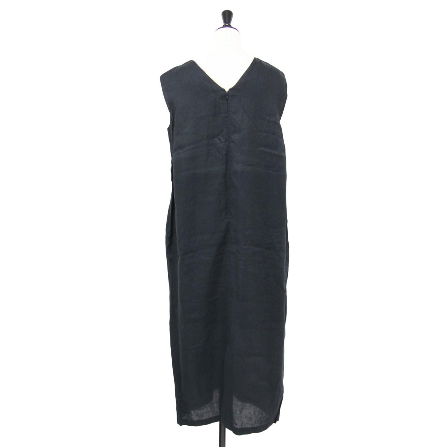 24春夏 リネン Iライン ワンピース / ノースリーブ クルーネック ロング丈 ストレートシルエット