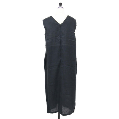 24春夏 リネン Iライン ワンピース / ノースリーブ クルーネック ロング丈 ストレートシルエット