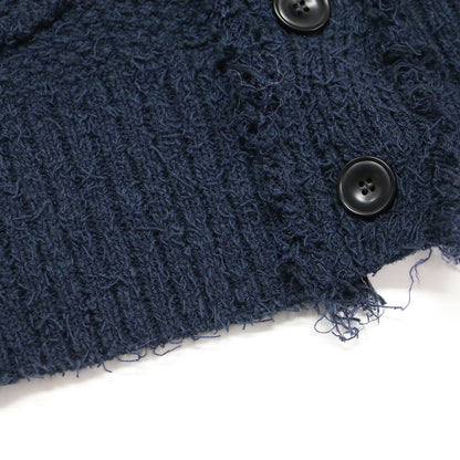 ツイード フリンジ ニット ベスト / ジレ コットン ナイロン