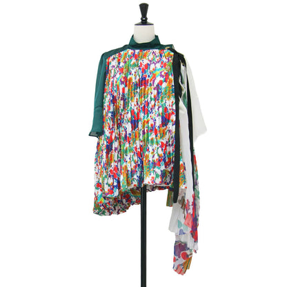 Sacai (サカイ) アシンメトリー ペイント プリント プリーツ ブラウス 