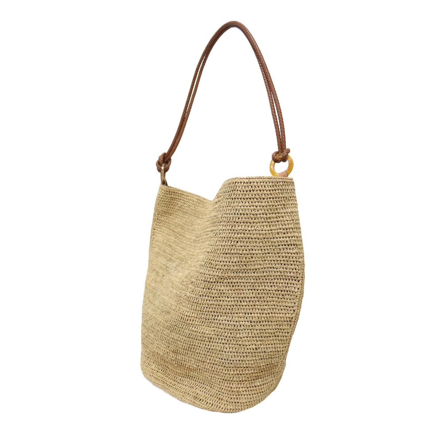 ラフィア ロープ バッグ / RAPHIA ROPE かごバッグ ショルダー 2WAY レザーストラップ