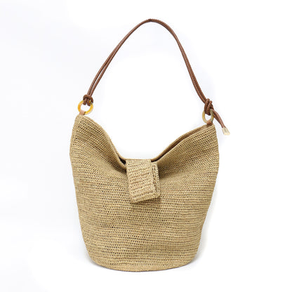 ラフィア ロープ バッグ / RAPHIA ROPE かごバッグ ショルダー 2WAY レザーストラップ