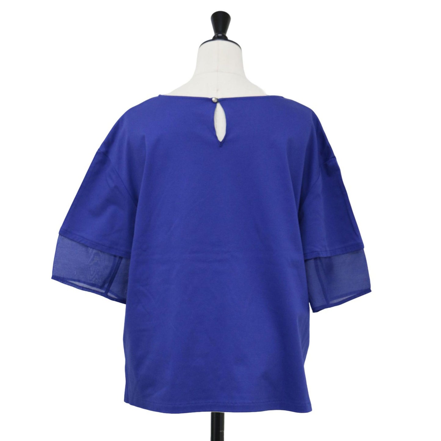 24春夏 スムース コンビ ジャージー ランタンスリーブ カットソー / Tシャツ 五分袖 ボートネック コットン