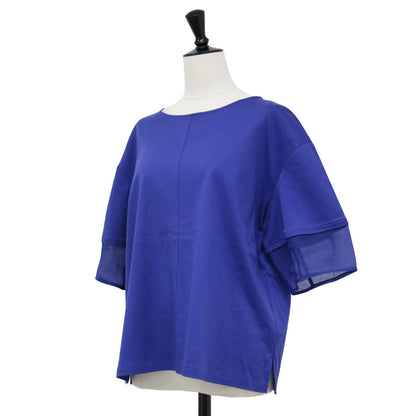 24春夏 スムース コンビ ジャージー ランタンスリーブ カットソー / Tシャツ 五分袖 ボートネック コットン