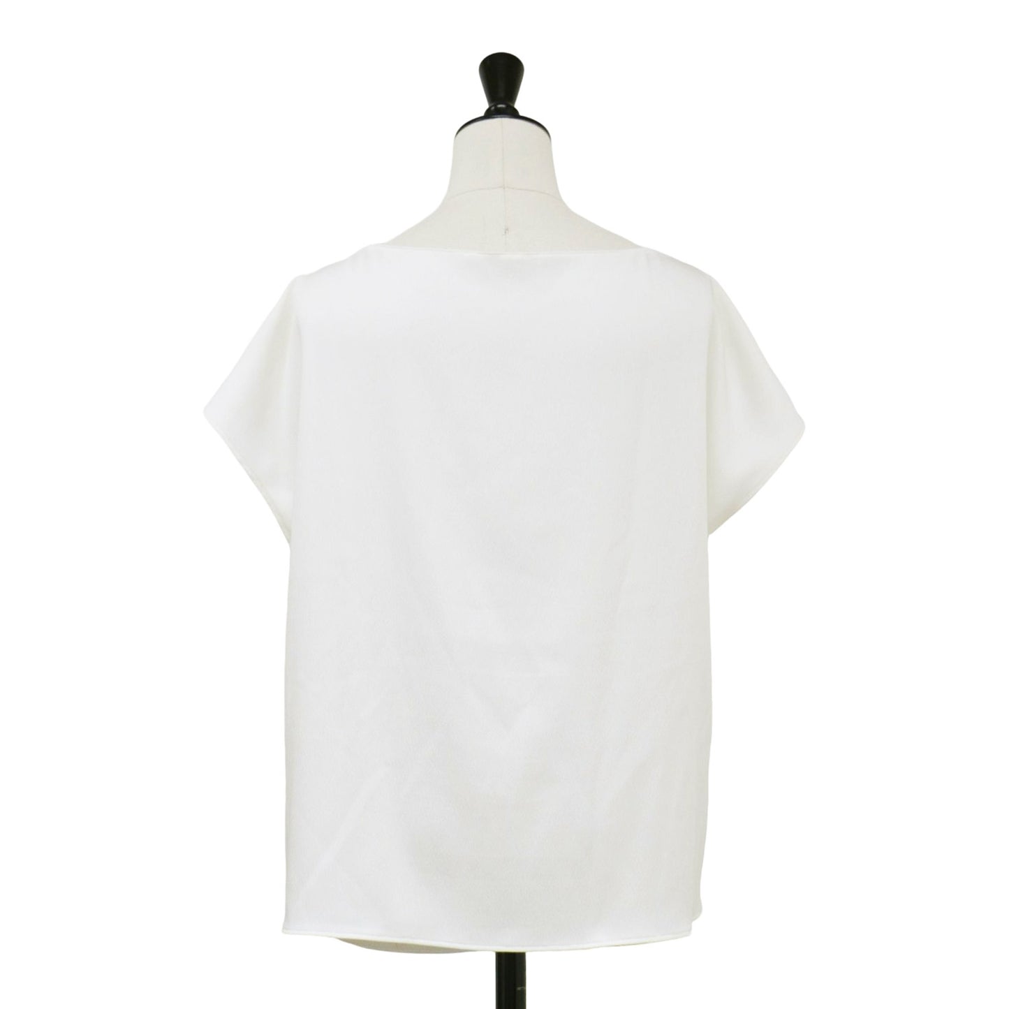 サテン ボートネック フレンチスリーブ ブラウス / プルオーバー ボックスシルエット