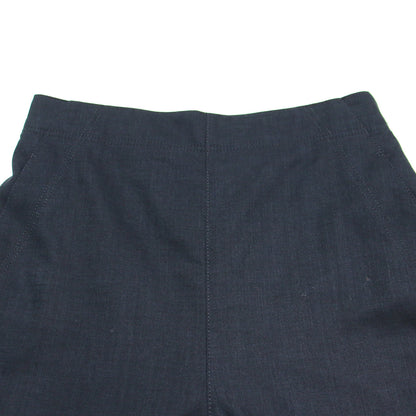 ポリエステル リネン ストレッチ セミワイド クロップド パンツ / ウエストゴム ハイウエスト