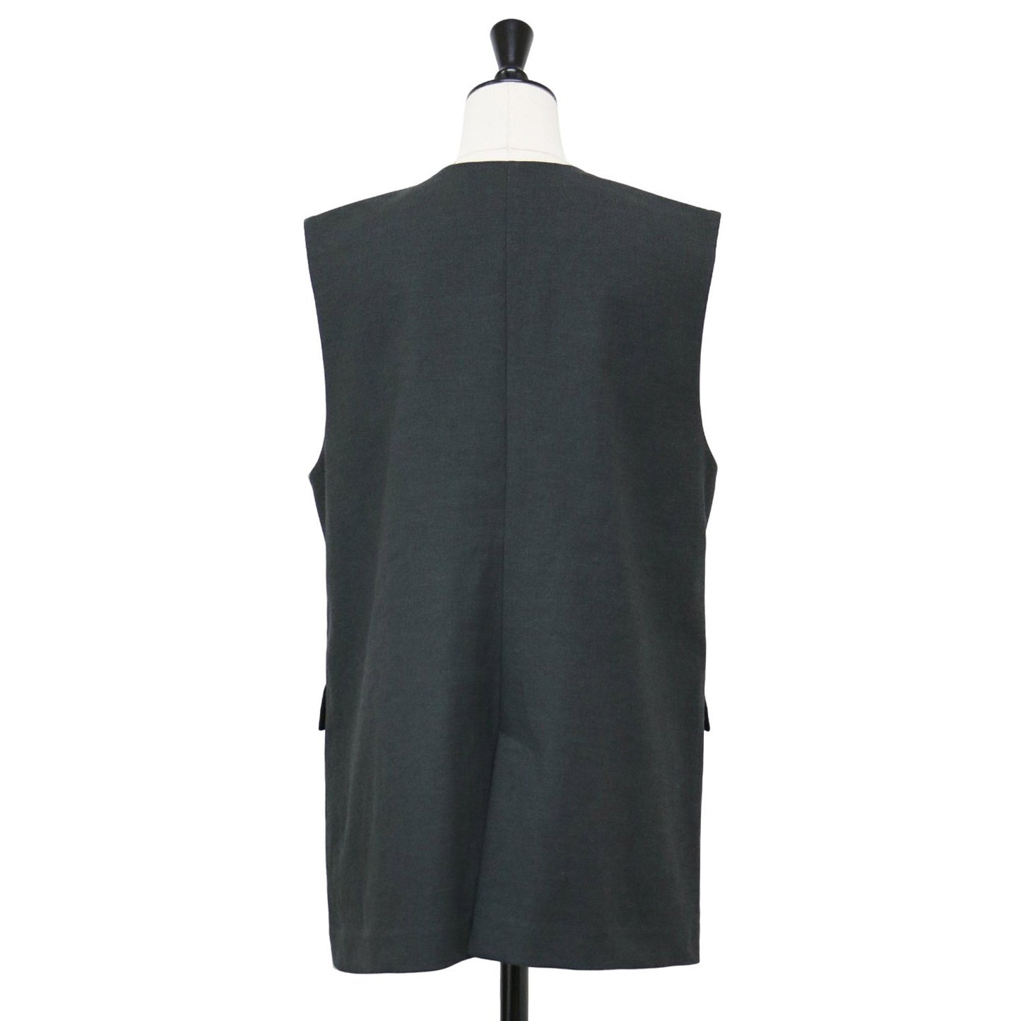 24春夏 ミディ ジレ / ベスト ノーラペル Vネック バックスリット ポケット