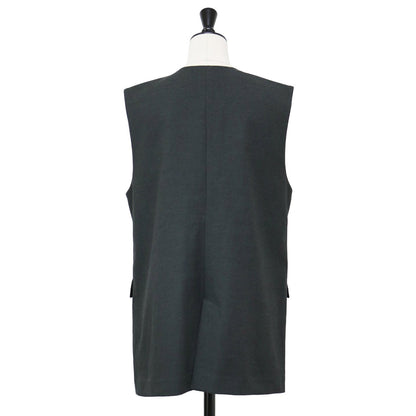 24春夏 ミディ ジレ / ベスト ノーラペル Vネック バックスリット ポケット