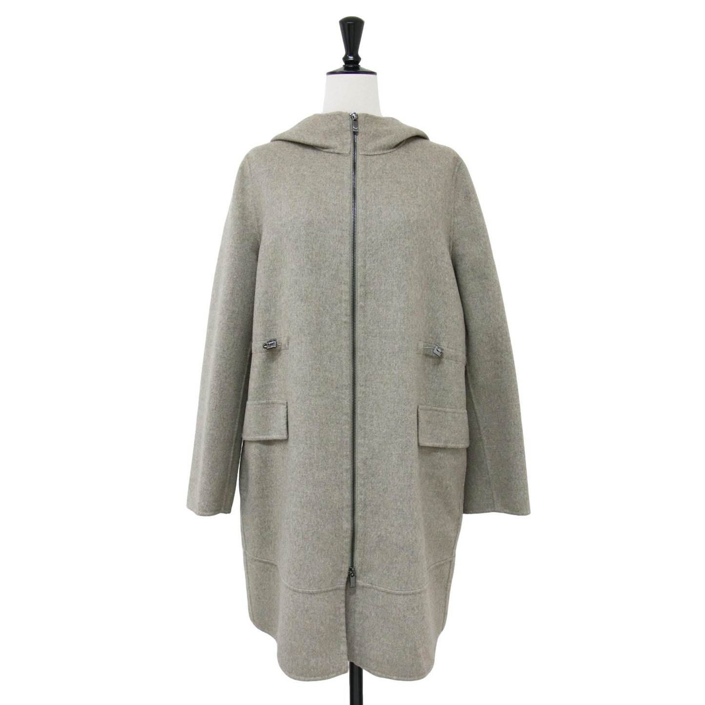 ダブルフェイス フード  ロング コート / Cucito A Mano ジップアップ ウール カシミヤ