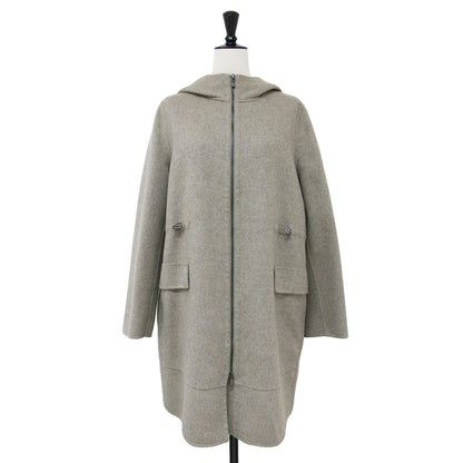 ダブルフェイス フード  ロング コート / Cucito A Mano ジップアップ ウール カシミヤ