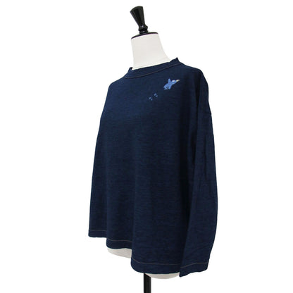 24秋冬 ペーペーくん刺繍のMシャツ 70970073 / ロンT カットソー 長袖 インディゴ染 コットン