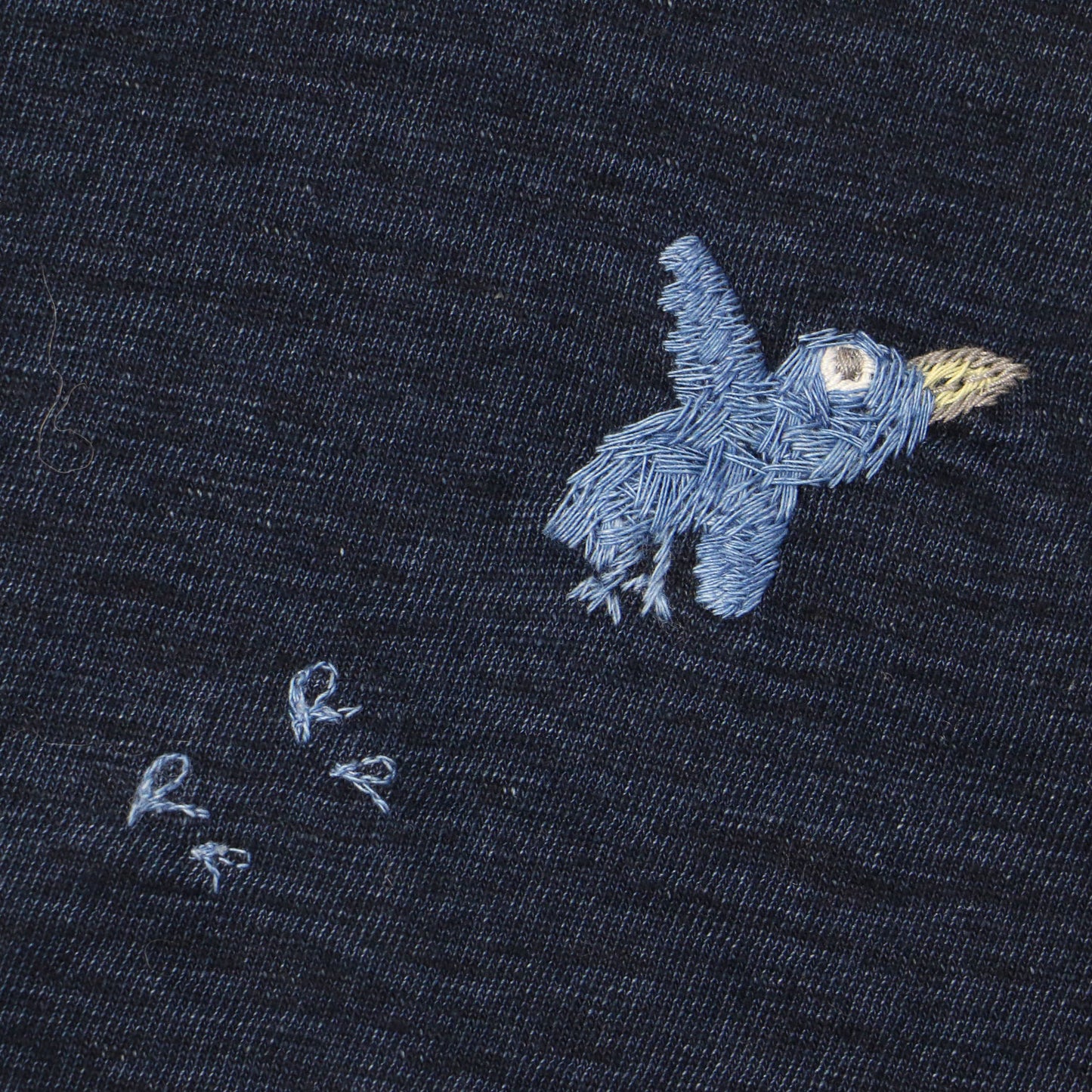 24秋冬 ペーペーくん刺繍のMシャツ 70970073 / ロンT カットソー 長袖 インディゴ染 コットン