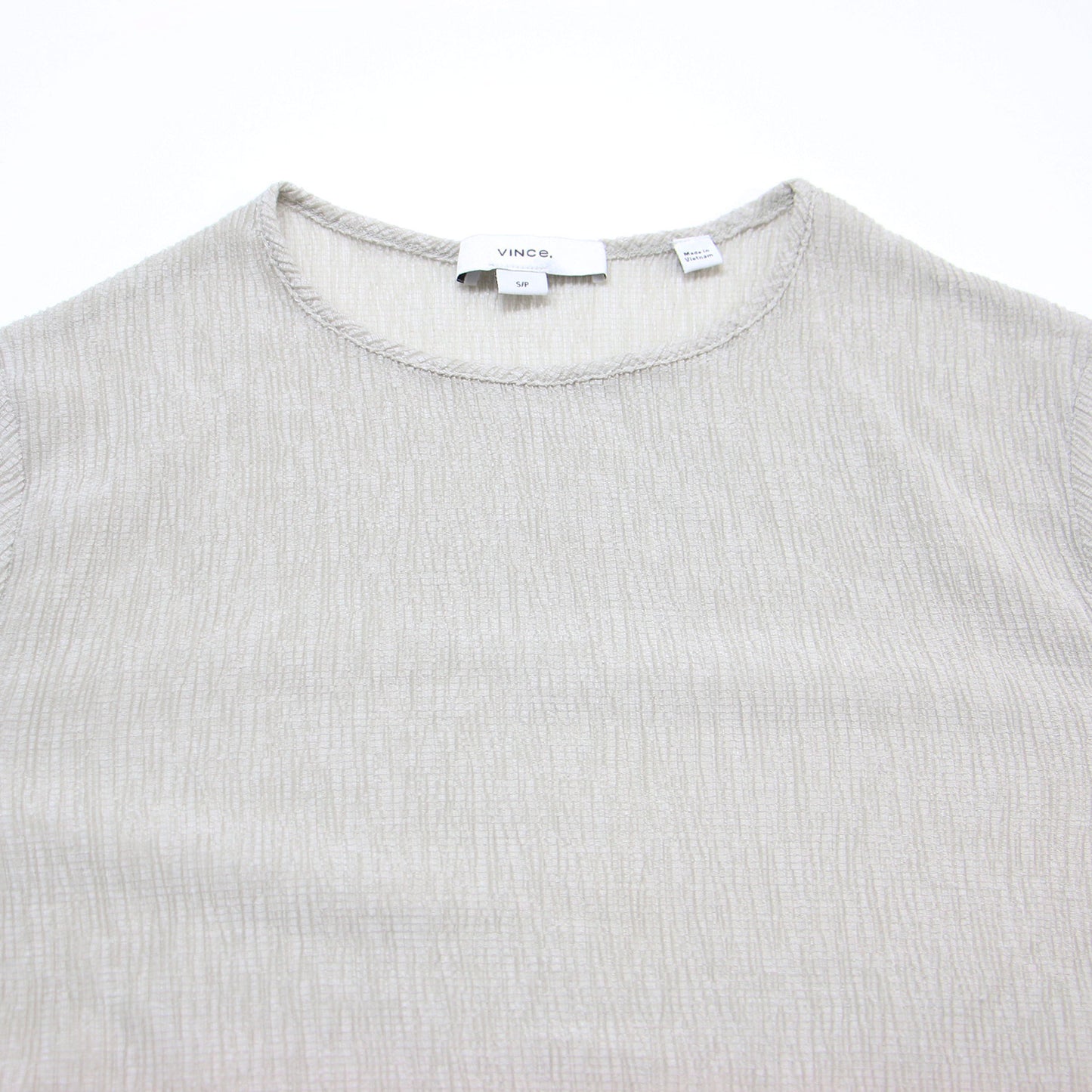 プリーツ クルーネック ロングスリーブ Tシャツ / カットソー ロンT 長袖 ストレッチ