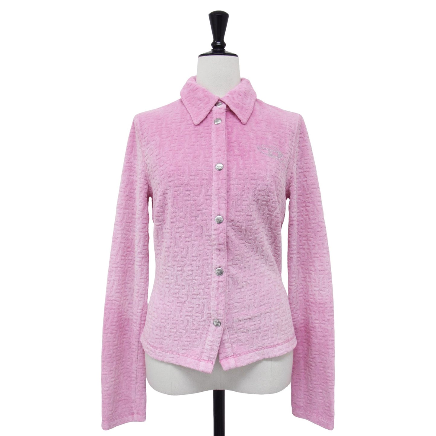 23秋冬 モノグラム ジャガード パイル シャツ / 長袖 オーバルD ロゴ ラインストーン コットン