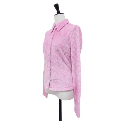 23秋冬 モノグラム ジャガード パイル シャツ / 長袖 オーバルD ロゴ ラインストーン コットン